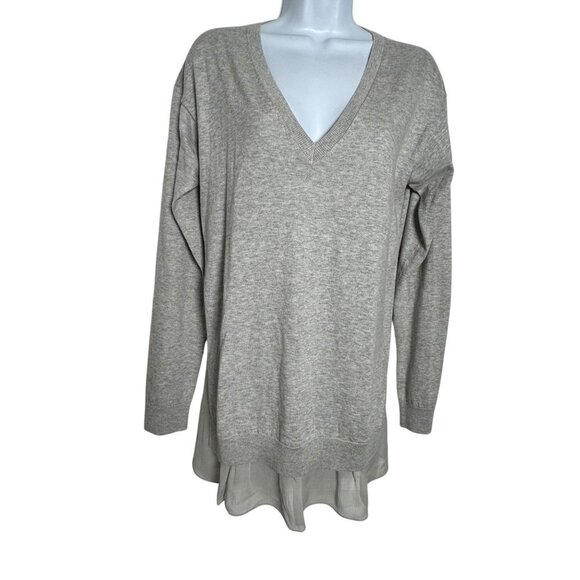 Theory Gray Cashmere blend v-neck loose fit womens sweater size Medium - Picture 1 of 8